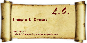 Lampert Ormos névjegykártya